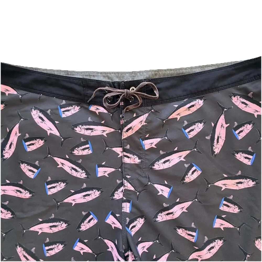 Hurley Mens Phantom Hybrid Black Pink Fish Board Shorts Swim Trunks Sz 40